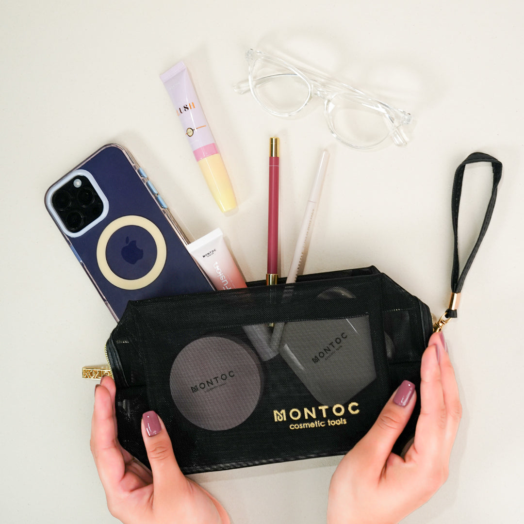 Cosmetiquera negra en malla MN0151