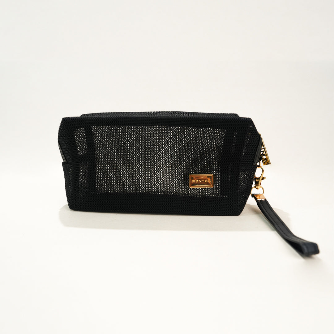 Cosmetiquera negra en malla MN0158