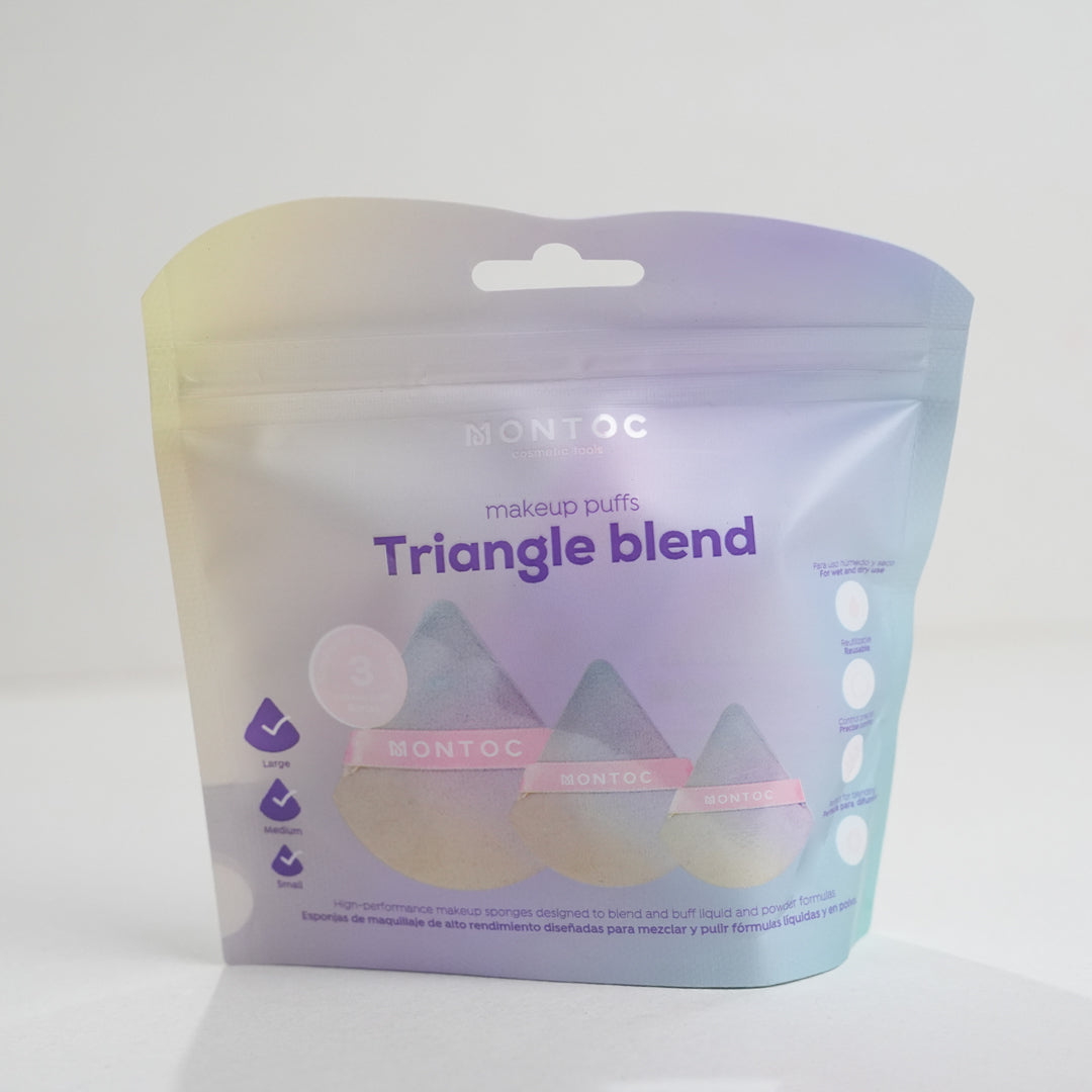 Set de borlas triangulares para maquillaje X3 Tornasol