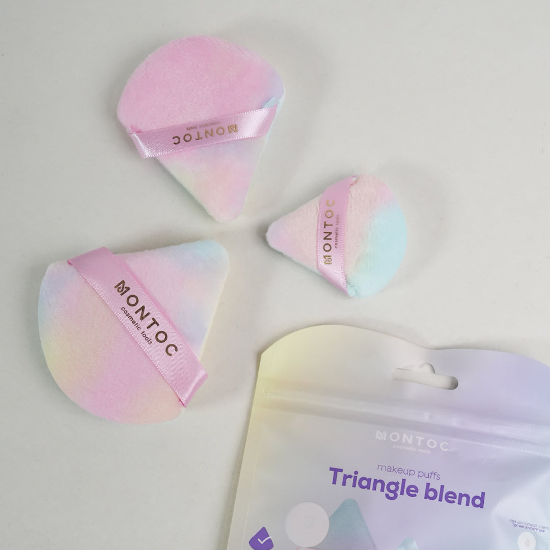 Set de borlas triangulares para maquillaje X3 Tornasol