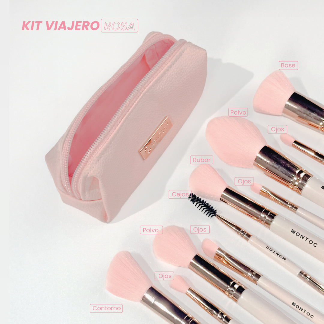 Kit mini brochas viajero rosa